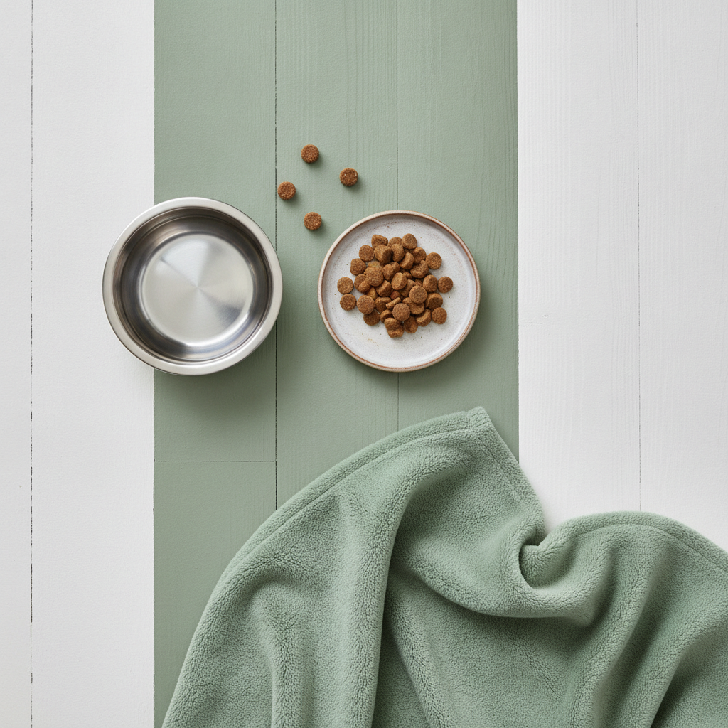 Dog wellness routine with daily vitamins and fresh food
